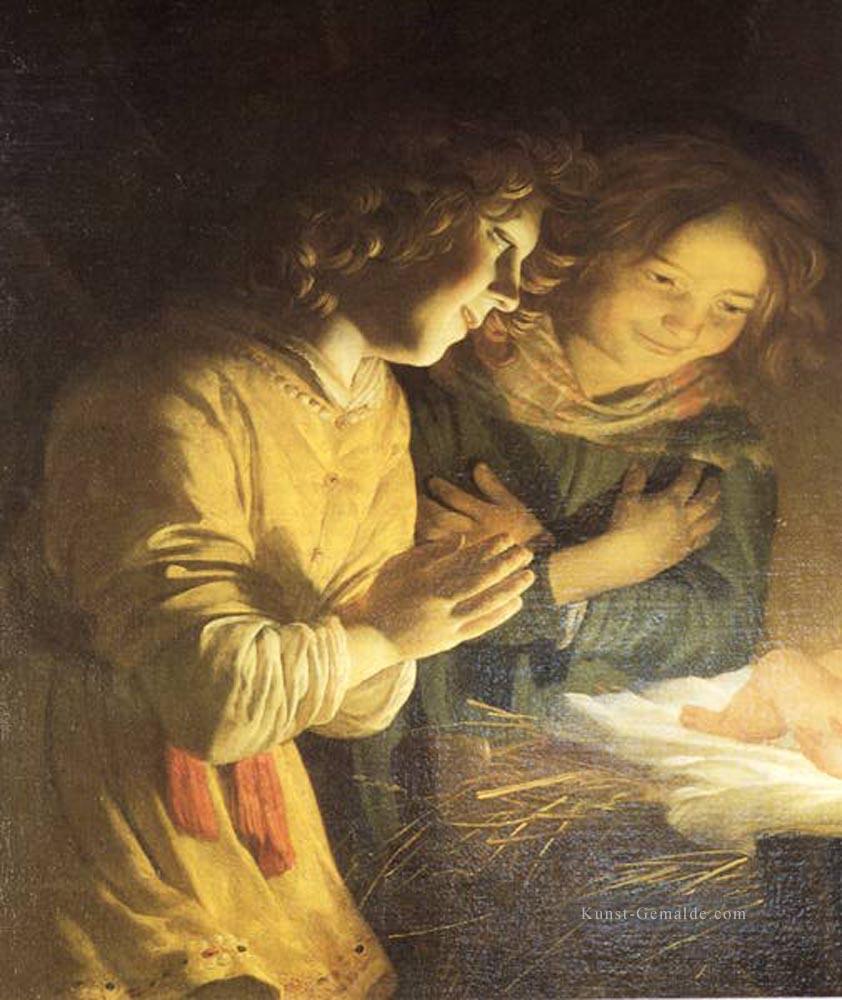 Verehrung des Kindes Nachtkerzenlicht Gerard van Honthorst Ölgemälde